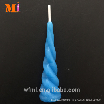 Top Supplier Pure Paraffin Light Blue Unicorn Candle Birthday Cake Topper